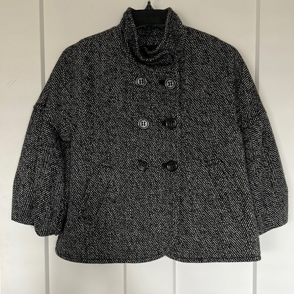 BCBGMaxAzria Jackets & Blazers - BCBGMaxAzria Double Breasted Crop Pea Coat Tweed Jacket